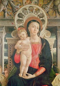 ヴェローナの聖ゼノの祭壇画、聖母子とキリストの子を描いた中央パネルの詳細、1456-60（237994の詳細）
